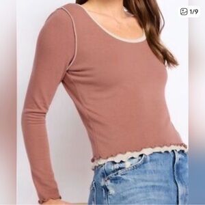 Lush Long Sleeve Layered Ruffle-Trim Top